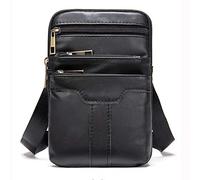 Crossbody Cell Phone Shoulder Bag Black, Cell Phone Belt Loop Holster Case for Men, 6.7" Leather Vintage Messenger Bag Travel Cellphone Crossbody Bag with Shoulder Strap Phone Waist Belt Purse Pocket
