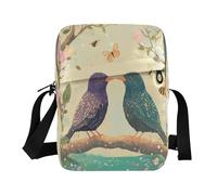 Crossbody Chest Bag for Men Casual Shoulder Bag with Adjustable Strap School Business Travel Cute European Starling Birds A River