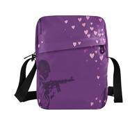Crossbody Chest Bag for Women Sling Bag with Adjustable Strap Work Outdoor Sports Purple Heart Day Soldier with The Gun