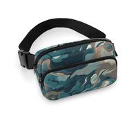 Crossbody Fanny Pack for Women Men Blue Camouflage Pattern Waist Pack Sports Belt Bag Large Waist Bag with Adjustable Strap Fashion Hip Bum Bag for Workout Running Traveling, white, 7.9x5.1 Inches