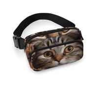 Crossbody Fanny Pack for Women Men Cat Under Blanket Waist Pack Sports Belt Bag Large Waist Bag with Adjustable Strap Fashion Hip Bum Bag for Workout Running Traveling, white, 7.9x5.1 Inches