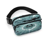 Crossbody Fanny Pack for Women Men,Cute Bat Spider Webs Print Sports Waist Bag,Fashion Waist Packs Bag with Adjustable Strap