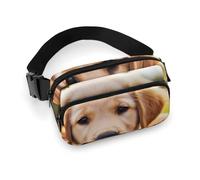 Crossbody Fanny Pack for Women Men Cute Golden Retriever Puppy Waist Pack Sports Belt Bag Large Waist Bag with Adjustable Strap Fashion Hip Bum Bag for Workout Running Traveling, white, 7.9x5.1 Inches