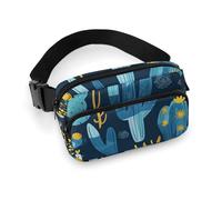 Crossbody Fanny Pack for Women Men Desert Plant Pattern Waist Pack Sports Belt Bag Large Waist Bag with Adjustable Strap Fashion Hip Bum Bag for Workout Running Traveling, white, 7.9x5.1 Inches