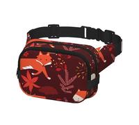 Crossbody Fanny Pack for Women Men Fashion Waist Pack Belt Bag for Hiking Running Travel, Cute Foxes Floral Pattern