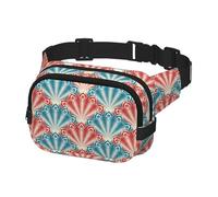 Crossbody Fanny Pack for Women Men Fashion Waist Pack Belt Bag for Hiking Running Travel, Peacock Feather Pattern