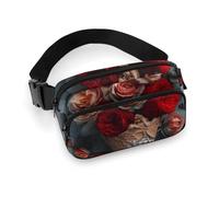Crossbody Fanny Pack for Women Men Flowers in Ice Cream Waist Pack Sports Belt Bag Large Waist Bag with Adjustable Strap Fashion Hip Bum Bag for Workout Running Traveling, white, 7.9x5.1 Inches