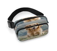 Crossbody Fanny Pack for Women Men,Golden Retriever Dog Print Sports Waist Bag,Fashion Waist Packs Bag with Adjustable Strap