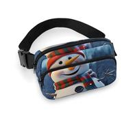 Crossbody Fanny Pack for Women Men Happy Snowman Waist Pack Sports Belt Bag Large Waist Bag with Adjustable Strap Fashion Hip Bum Bag for Workout Running Traveling, white, 7.9x5.1 Inches