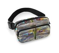 Crossbody Fanny Pack for Women Men,Jewel Dragonfly Print Sports Waist Bag,Fashion Waist Packs Bag with Adjustable Strap
