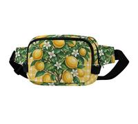 Crossbody Fanny Pack for Women Men, Lightweight Waist Pack Crossbody Bag with 2 Zipper Pockets, Adjustable Strap, Lemon Belt Bag Phone Pouch for Running Hiking Travel