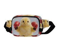 Crossbody Fanny Pack for Women Men, Lightweight Waist Pack Crossbody Bag with 2 Zipper Pockets, Adjustable Strap, Cute Yellow Boxing Chick Belt Bag Phone Pouch for Running Hiking Travel