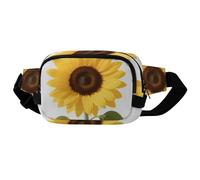 Crossbody Fanny Pack for Women Men, Lightweight Waist Pack Crossbody Bag with 2 Zipper Pockets, Adjustable Strap, Beautiful Yellow Summer Sunflower Belt Bag Phone Pouch for Running Hiking Travel