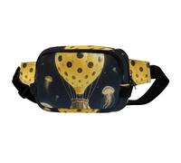 Crossbody Fanny Pack for Women Men, Lightweight Waist Pack Crossbody Bag with 2 Zipper Pockets, Adjustable Strap, Yellow Balloon Belt Bag Phone Pouch for Running Hiking Travel