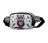 Crossbody Fanny Pack for Women Men, Lightweight Waist Pack Crossbody Bag with 2 Zipper Pockets, Adjustable Strap, Owl Tree Branches Belt Bag Phone Pouch for Running Hiking Travel