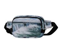 Crossbody Fanny Pack for Women Men, Lightweight Waist Pack Crossbody Bag with 2 Zipper Pockets, Adjustable Strap, Niagara Falls Belt Bag Phone Pouch for Running Hiking Travel