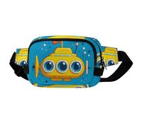 Crossbody Fanny Pack for Women Men, Lightweight Waist Pack Crossbody Bag with 2 Zipper Pockets, Adjustable Strap, Yellow Submarine Belt Bag Phone Pouch for Running Hiking Travel