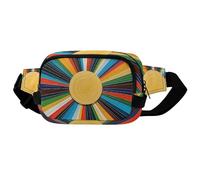 Crossbody Fanny Pack for Women Men, Lightweight Waist Pack Crossbody Bag with 2 Zipper Pockets, Adjustable Strap, Retro Boho Sun Belt Bag Phone Pouch for Running Hiking Travel