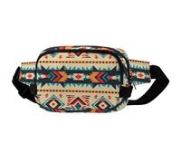 Crossbody Fanny Pack for Women Men, Lightweight Waist Pack Crossbody Bag with 2 Zipper Pockets, Adjustable Strap, Native American Belt Bag Phone Pouch for Running Hiking Travel