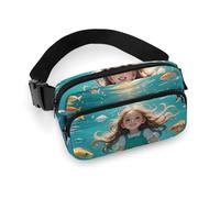 Crossbody Fanny Pack for Women Men Person in The Underwater World Waist Pack Sports Belt Bag Large Waist Bag with Adjustable Strap Fashion Hip Bum Bag for Workout Running Traveling, white, 7.9x5.1