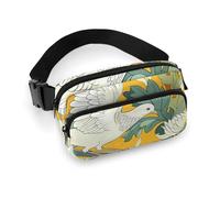 Crossbody Fanny Pack for Women Men White Chrysanthemum Pattern Waist Pack Sports Belt Bag Large Waist Bag with Adjustable Strap Fashion Hip Bum Bag for Workout Running Traveling, white, 7.9x5.1 Inches