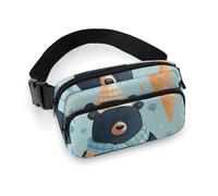 Crossbody Fanny Pack for Women Men Winter Bear Ice Cream Waist Pack Sports Belt Bag Large Waist Bag with Adjustable Strap Fashion Hip Bum Bag for Workout Running Traveling, white, 7.9x5.1 Inches