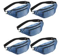 5PCS Crossbody Fanny Pack Large Capacity Waist Bag with Hidden Zipper Pockets Adjustable Strap Fanny Packs Waterproof Oxford Cloth Travel Belt Bag for Outdoor Shopping Travel Men Women,Blue, Blue