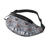 Crossbody Fanny Packs for Women Men - Cute Dog Faces Running Belt Bag Travel Waist Bag for Women Mens