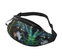 Crossbody Fanny Packs for Women Men - Realistic Style Colorful Wolf A Running Belt Bag Travel Waist Bag for Women Mens