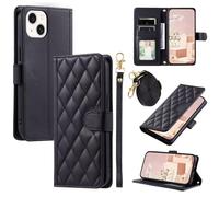 Crossbody Lanyard Case for Google Pixel 7A,with Adjustable Strap Neck Cord Necklace, Wrist Strap, Kickstand, Magnetic Closure, Shockproof Protective Soft Leather Flip Cover,Black
