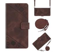 Crossbody Lanyard Case for Nothing CMF Phone 1, Shockproof PU Leather Protective Wallet Phone Case with 2 Slot Card Holders Adjustable Strap Neck Cord Necklace for Nothing CMF Phone 1 brown