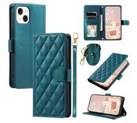 Crossbody Lanyard Case for Xiaomi Redmi Note 13 Pro Plus 5G,with Adjustable Strap Neck Cord Necklace, Wrist Strap, Kickstand, Magnetic Closure, Shockproof Protective Soft Leather Flip Cover,Green