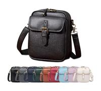 Crossbody Leather Bag,Double Layer Large Capacity Messenger Bag, Retro faux leather built-in wallet anti-theft bag (Black)