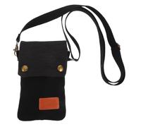 Crossbody Phone Bag 19x12x2cm Black Canvas with Adjustable Strap | Three-layer Layout, Separate Compartments, Flexible Carry Options, for Keys and Lip Balm on City Walks