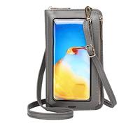 Crossbody Purses For Women Casual Crossbody Bag Adjustable Strap Shoulder Bag With Visual Mobile Phone Window Small Shoulder Bag for Men (Grey, One Size)
