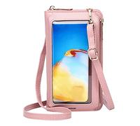 Crossbody Purses For Women Casual Crossbody Bag Adjustable Strap Shoulder Bag With Visual Mobile Phone Window Small Shoulder Bag for Men (Pink, One Size)