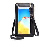 Crossbody Purses For Women Casual Crossbody Bag Adjustable Strap Shoulder Bag With Visual Mobile Phone Window Small Shoulder Bag for Men (Black, One Size)
