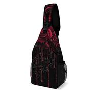 Crossbody Shoulder Backpack Blood Red Roses Unisex Daypack Anti Theft Backpacks For Cycling Men Sports 19X39Cm