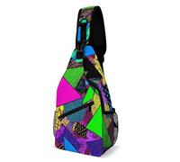 Crossbody Shoulder Bag 80s 90s Memphis Geometric Unisex Shoulder Chest Bags Multipurpose Backpacks for Sports Camping Cycling