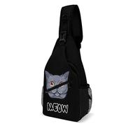 Crossbody Shoulder Bag British Shorthair Cat Face Casual Shoulder Chest Bags Lightweight Backpacks For Cycling Hiking Working 19X39Cm
