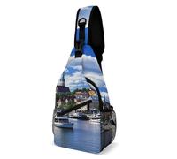Crossbody Shoulder Bag European Old City And The Sea Port Unisex Shoulder Chest Bags Anti Theft Backpacks For Boys Camping Outdoor 19X39Cm