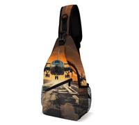 Crossbody Shoulder Bag Military Plane Landing On Airforce Runways Casual Rucksack Lightweight Backpacks For Sports Running Outdoor 19X39Cm