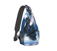 Crossbody Shoulder Bag Winter Christmas Snow Night Railway Train Lightweight Daypack Casual Backpacks for Sports Hiking Cycling