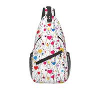 Crossbody Sling Backpack Colorful Hearts Anti-Theft Over The Shoulder Bag Lightweight Sling Backpack For Camping Parade Sport