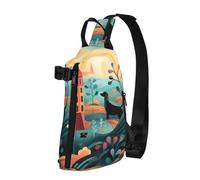 Crossbody Sling Backpack Dachshund Pattern Sling Bag for Women Men Chest Bag Fashion Waist Bag Adjustable Fanny Pack, Black, One Size