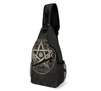 Crossbody Sling Backpack Purple Triple Moon Witch Goddess Wiccan Pentagram Pentacle Fashion Cross Body Bag Waterproof Sling Backpack For Women Travel Parade