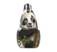 Crossbody Sling Backpack Women Men Fanny Pack Cute Panda Climb Bamboo Sling Bag Travel Hiking Belt Chest Bag Daypack