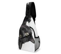 Crossbody Sling Bag Black Cat Lies Down Sling Backpack Shoulder Chest Bag Casual Chest BagFanny Packs, Black Cat Lies Down, 8 × 4 × 15 inches