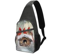 Crossbody Sling Bag Cardinal Snowy Winter Scene Anti Theft Shoulder Chest Bags Multipurpose Chest Backpack For Travel Camping Hiking 19X39Cm