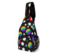 Crossbody Sling Bag Casual Backpack for Women Men Travel Chest Bag Black Rainbow Bubble Shoulder Bags Side Backpack Daypack for Travel Hiking Cycling
